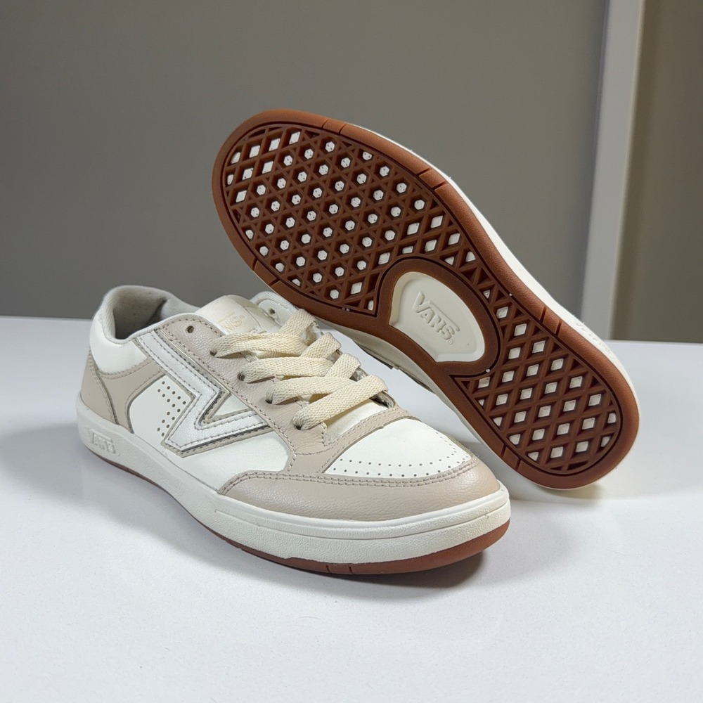Vans Lowland CC Sneakers Womens 6 White Tan ComfyCush Retro Skate Shoes